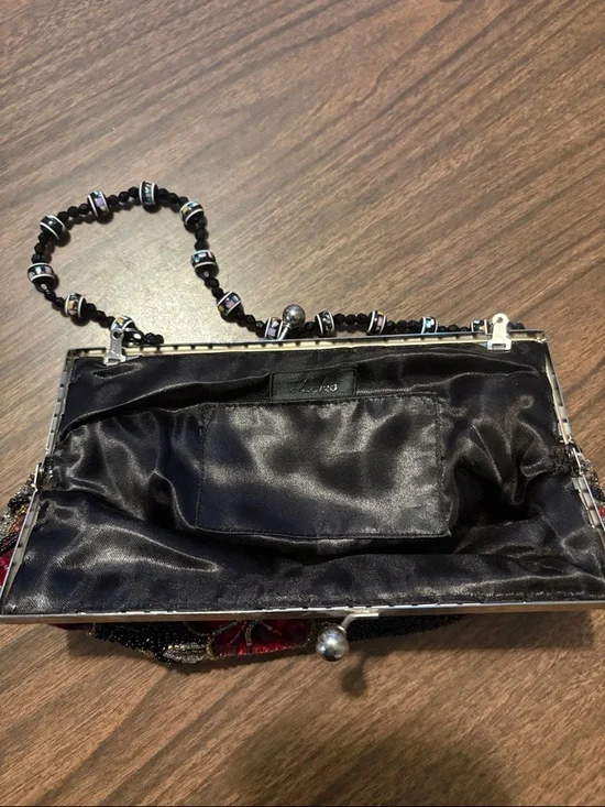 Leko Vintage Style Beaded Evening Clutch Purse Red Velvet - Picture 3 of 3